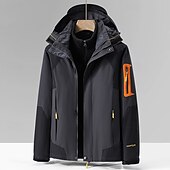 abordables Softshell, polares y chaquetas de montaña-Hombre Chaqueta Softshell Chaqueta para senderismo Invierno Al aire libre Bloque de color Mantiene abrigado Resistente al Viento Resistente al Agua Chaquetas 3-en-1 Chaqueta cortavientos Viaje Negro