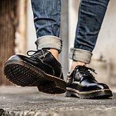 economico Semi-formale-scarpe stringate da uomo in similpelle nera con cuciture gialle, resistenti sneakers casual per il lavoro e l&#039;uso quotidiano