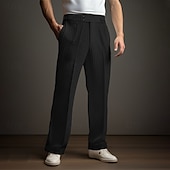 voordelige Loszittend-Voor heren Pakken Broek Geplooide broek Wafel broek Gurkha-broek Zak Effen Comfort Zacht Volledige lengte Feest liiketoiminta Dagelijks Elegant Modieus Zwart Wit