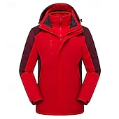 abordables Softshell, polares y chaquetas de montaña-Hombre Chaqueta Softshell Chaqueta para senderismo Invierno Al aire libre Bloque de color Resistente al Viento Resistente al Agua Chaquetas 3-en-1 Chaquetas de Lana Chaqueta cortavientos Viaje Negro