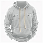 abordables sudaderas basicas hombre-Hombre Sudadera Sudadera con capucha de lana Sudadera táctica con capucha Negro Verde Ejército Caqui Gris Ligero Gris Oscuro Con Capucha Plano Bolsillo Casual Diario Ropa de calle Básico Casual