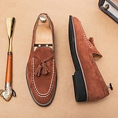 levne Poloformální-pánské semišové střapcové mokasíny – elegantní slip-on společenské boty, pohodlné a stylové, ideální pro podnikání, neformální události a formální příležitosti