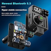 abordables Kits Bluetooth/mains libres pour voiture-Lecteur de musique HiFi réglable avec barre lumineuse de musique en couleur Bluetooth V5.3 Transmetteur FM de voiture PD 30 W Type C Charge rapide Aigus Basses