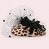 baratos Chapéus e Fascinators-Peça para Cabeça Lã Chapéu de Pires Chapéu de Caixa de Comprimidos Kentucky Derby Corrida de cavalos Dia da Mulher Copa Melbourne coquetel Elegante Com Laço Miçangas Capacete Chapéu