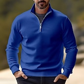preiswerte Herrenpullover-Herren Pullover Kleid Pullover Strickpullover Overall Gerippt Stricken Standard Halfzip Troyer Schmaler Schnitt Glatt Ständer Basic Moderne zeitgenössische Arbeit Freizeitskleidung Bekleidung Winter