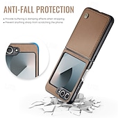 cheap Samsung Cases-Phone Case For Samsung Galaxy Z Flip 6 Z Flip 5 Back Cover Magnetic Support Wireless Charging Card Slot Retro TPU PU Leather