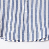 economico Casual da lavoro-Per uomo Camicia camicia di lino Camicia in lino e cotone Camicia estiva Camicie A strisce Attività commerciale Casual / quotidiano Giallo Rosa Blu marino Verde Manica lunga Collo ripiegabile