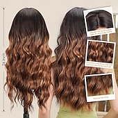 economico Parrucche trendy sintetiche-parrucca per donna parrucche lunghe ricce ondulate dall&#039;aspetto naturale parrucca sintetica in fibra resistente al calore, parrucca con attaccatura dei capelli in pizzo per uso quotidiano cosplay