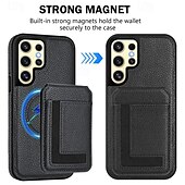 זול מארז סמסונג-טלפון מגן עבור S24 Ultra Plus S24 FE S23 Ultra Plus S22 Plus Ultra S21 Ultra S25 Ultra כיסוי אחורי עם מעמד מגנטי תמיכה בטעינה אלחוטית רטרו TPU עור PU