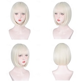economico Parrucche trendy sintetiche-parrucche bob corte per donne parrucca bob con frangia parrucca bob liscia super morbida e facile da indossare, parrucca sintetica colorata per tutti i giorni, cosplay