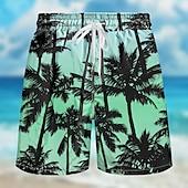 baratos Plantas e Flores Tropicais-Homens Coqueiro Cor gradiente Calção Justo de Natação Shorts de Natação Bermuda de Surf Cintura Média Roupa de rua Havaiana Casual Diário Feriado Bolsos Com Cordão Cintura elástica Designer Roupa