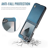 cheap Samsung Cases-Phone Case For Samsung Galaxy Z Flip 6 Z Flip 5 Back Cover Magnetic Support Wireless Charging Card Slot Retro TPU PU Leather