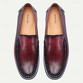 preiswerte Loafer aus hochwertigem Leder-stilvolle burgunderfarbene Leder-Loafer mit handgenähten Brogue-Details für Herren | perfekt für Freizeit und Business Casual