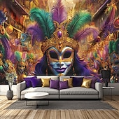billige Ferievev-karneval mardi gras hengende billedvev maske veggkunst stor billedvev veggmaleri dekor fotografi bakteppe teppe gardin hjem soverom stue dekorasjon