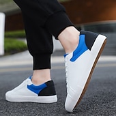 economico Casuale-sneakers casual da uomo con lacci bianchi e blu – comode scarpe basse per l&#039;uso quotidiano e le attività all&#039;aperto