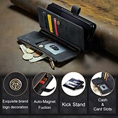 abordables Carcasas Samsung-Funda para teléfono Samsung Galaxy Z Fold 6 Z Fold 5 Z Fold 4 Z Fold 3 funda de billetera con soporte de pie cremallera retro TPU PU cuero