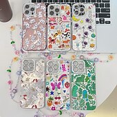 baratos Capas para iPhone-telefone Capinha Para iPhone 16 Pro Max Plus iphone 15 iPhone 15 Pro Max iPhone 14 Pro Max iPhone 13 Pro Max Capa traseira com pulseira Antichoque Retro TPU Vidro Temperado