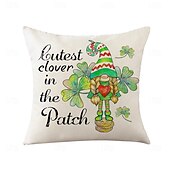 abordables Housse de coussin de vacances-Housse de coussin décorative pour la Saint-Patrick, 1 pièce, taie d&#039;oreiller carrée douce en forme de trèfle pour chambre à coucher, salon, canapé, chaise
