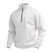 abordables Sudaderas Básicas_-Hombre Sudadera Sudadera con estampado de gofres Sudadera con un cuarto de cremallera Negro Blanco Azul Piscina Caqui Gris Media cremallera Plano Deporte Diario Festivos Poliéster Ropa de calle Casual