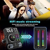 abordables Kits Bluetooth/mains libres pour voiture-Lecteur de musique HiFi réglable avec barre lumineuse de musique en couleur Bluetooth V5.3 Transmetteur FM de voiture PD 30 W Type C Charge rapide Aigus Basses