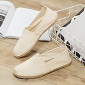 halpa Miesten loaferit ja nauhattomat kengät-miesten beige canvas espadrille-slip-on kengät juuttiköysipohjalla – mukavat kesäiset vapaa-ajan jalkineet