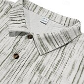 economico camicia da uomo con bottoni-Per uomo Camicia Camicia estiva Maglietta informale Camicia da spiaggia Camicia con bottoni Rosso Verde Kaki Grigio chiaro Manica lunga Strisce Bavero Da mare Hawaiano Tasche Abbigliamento Poliestere