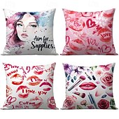 abordables Housse de coussin de vacances-Housse de coussin décorative en forme de rouge à lèvres de mariage 1PC Housse de coussin carrée douce Housse de coussin pour chambre salon canapé fauteuil