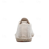 economico Sneakers da uomo-scarpe espadrillas da uomo in tela beige con lacci e suola in corda di juta – comode calzature estive casual