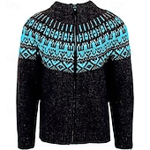 preiswerte Herren Strickjacke-Herren Strickjacke Kurzer Pullover Zip Pullover Reißverschluss Strickpullover Gerippt Stricken Normale Oberteile Patchwork Tasche Farbblock Ständer Modisch Klassisch Urlaub Freizeitskleidung