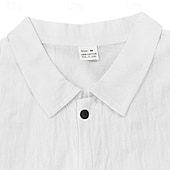 economico Casual da lavoro-Per uomo Camicia Camicia di lino Camicia casual Camicia con Bottoni Camicia di cotone Semplice Vacanza Camicia hawaiana Nero Bianco Cachi Grigio Manica Lunga Colletto alla coreana Primavera &amp; Autunno
