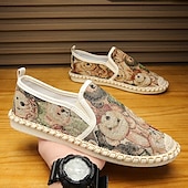 cheap Men&#039;s Slip-ons &amp; Loafers-Men&#039;s Animal Print Canvas Espadrille Slip-On Shoes with Jute Rope Sole – Comfortable Casual Summer Footwear