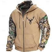 preiswerte Vintage Ethnische Hoodies-Herren Farbblock Grafikdrucke Kapuzensweatshirt Kapuzenshirts Pullover Streetwear Designer Langarm Mit Kapuze Sport &amp; Outdoor Täglich Sport Schwarz Dunkelgrün Reißverschluss Druck Frühling &amp; Herbst