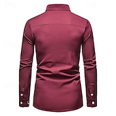 billige Button Down-skjorter for menn-Herre Skjorte Dresskjorter Skjorte med knapper عادي Bryllup Fest Svart Hvit Rød Navyblå Langermet Knaphul Vår &amp; Vinter Klær Broderi