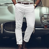 preiswerte Chinos-Herren Hose Hosen Chinesisch Chino Chino Hosen Freizeithose Knopf Vordertasche Glatt Komfort Weich Geschäft Täglich Ausgehen Modisch Strassenmode Hellkaki Schwarz Mikro-elastisch
