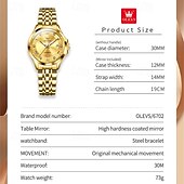 levne Quartz hodinky-olevs značka olevs dámská móda mechanické hodinky svítící kalendář módní trend římský ciferník quartz hodinky jednoduché volnočasové voděodolné sportovní dámské náramkové hodinky drahokamy