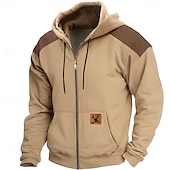 cheap Men&#039;s 3D Hoodies-Men&#039;s Cowboy Hoodies Hoodie Hooded Sweatshirt Hooded Fashion 3D Print Vacation Going out Streetwear Green Khaki Zipper Drawstring Fall Winter Designer