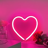 economico Lampade neon LED-luce al neon a forma di cuore rosa - led per San Valentino &amp;decorazione per feste perfetta per la stanza delle ragazze, dormitorio, decorazione per la casa per l&#039;anniversario di matrimonio