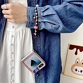 cheap Samsung Cases-Phone Case For Samsung Galaxy Z Flip 7 Z Flip 6 Z Flip 5 Z Flip 4 Z Flip 3 Back Cover with Wrist Strap Shockproof Retro Oxford Cloth PC