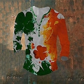 economico Magliette di San Patrizio-Per uomo San Patrizio Grafico Trifoglio Maglietta Manica Lunga Stampa 3D Moda Designer Essenziale Vacanza Streetwear Uscire Primavera &amp; Autunno 1 2 3 4 5 Henley Maglietta Henley