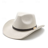 abordables Chapeaux homme-Homme Chapeau de soleil Chapeau de cowboy Chapeau Fedora Trilby Noir Chameau Laineux Le style rétro Mode 18ème siècle État du Texas du quotidien Le thème de la fête Couleur unie / unie Ecran Solaire
