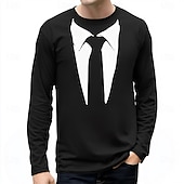 cheap 3D T shirts-Men&#039;s Tuxedo Costume T Shirt Long Sleeve T shirt 3D Print Crew Neck Shirt Fashion Exaggerated Street Daily Black Summer Spring Fall Clothing Apparel S M L XL XXL XXXL
