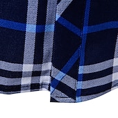 preiswerte Herrenhemd zum Knöpfen-Herren Hemd Sommerhemd Freizeithemd Knopfhemd Karierte Hemden Rote Blau Langarm Karomuster Revers Urlaub Ferien Button-Down Bekleidung Polyester Mode Lässig Bequem