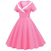 economico Vestiti-Elegante Classico Anni 1950 Vestito A Pois Linea ad A Costume Per donna San Valentino Evento / Festa Data Tè Adulti Vestito Primavera &amp; Estate