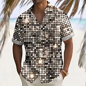 economico Modello 3D-Per uomo Stampa 3D Maglietta informale Camicia con bottoni Manica lunga Astratto Informale Feste Casual Informale Estate Primavera Collo ripiegabile Abbottonare Giallo