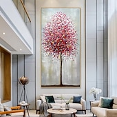 cheap Floral/Botanical Paintings-Mintura Handmade Abstract Tree Oil Paintings On Canvas Wall Art Decoration Modern Texture Flowers Picture For Home Decor Rolled Frameless Unstretched Painting