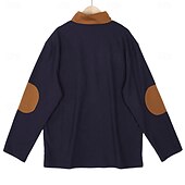 cheap Waffle Knit Tee-Men&#039;s T Shirt Waffle Knit Tee Tee Top Long Sleeve Shirt Long Sleeve Quarter Zip Spring &amp;  Fall Color Block Fashion Designer Basic Patchwork Zipper Vacation Street Going out Black Navy Blue khaki Top