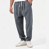 voordelige Basic overhemden voor heren-Voor heren 2-delig Overhemdset Bijpassende sets Normaal shirt Effen Dagelijks Uitgaan Zwart Licht Grijs Leger Groen Donkergrijs Lange mouw Zonder Kraag Lente zomer Kleding Elastische tailleband