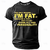  Herren T-Shirt Lustige Grafik 'Ich bin dick weil der kleine Körper all diese Persönlichkeit nicht speichern konnte' Kurzarm Humor Wortspiel