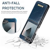 Χαμηλού Κόστους Samsung Θήκη-τηλέφωνο tok Για Samsung Galaxy Z Flip 6 Πίσω Κάλυμμα με βάση στήριξης Μαγνητική Υποστήριξη ασύρματης φόρτισης Ρετρό TPU PU δέρμα