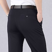 preiswerte Schlank-Herren Anzughosen Hose Hosen Anzughose Tasche Elastische Taille Gerade geschnitten Glatt tragbar Knitterfrei In voller Länge Formal Hochzeit Geschäft Elegant Modisch Schwarz Rote